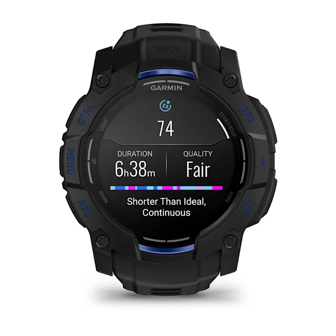 GARMIN Instinct 3 AMOLED Smart Watch - 50 mm, Black with Black/Bolt Blue Band Silicone Band thumbnail
